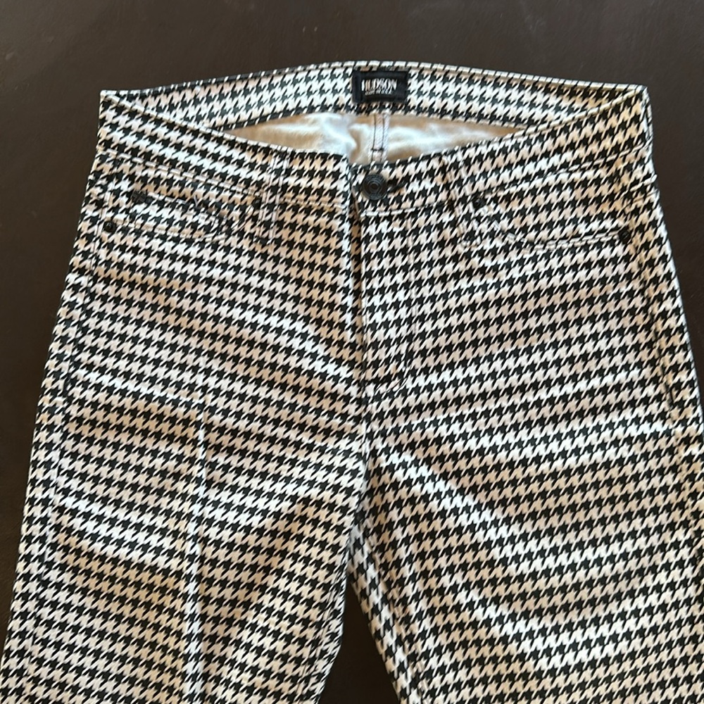 HUDSON JEANS SKINNY HOUNDSTOOTH PANTS, SIZE 28
